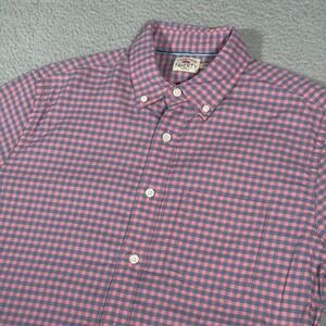 Faherty Shirt Mens Small Pink Blue Check Stretch Oxford Button Down Casual